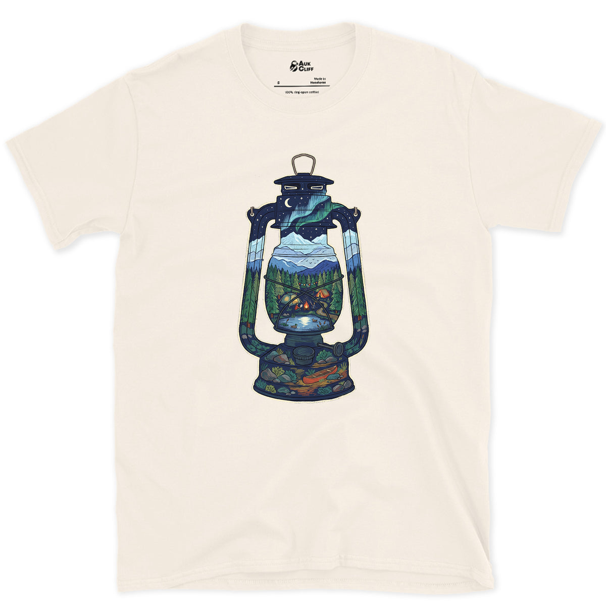 A Whole Camp in One Lantern design on a Natural Gildan Softstyle t-shirt