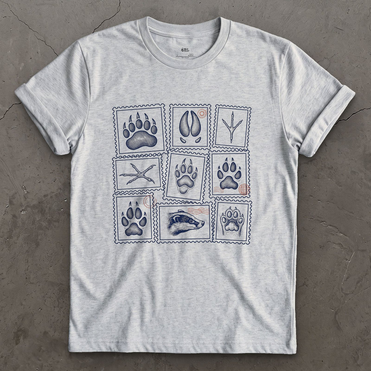 Four Signs Read Off the Trail design on a Sport Grey Gildan Softstyle t-shirt