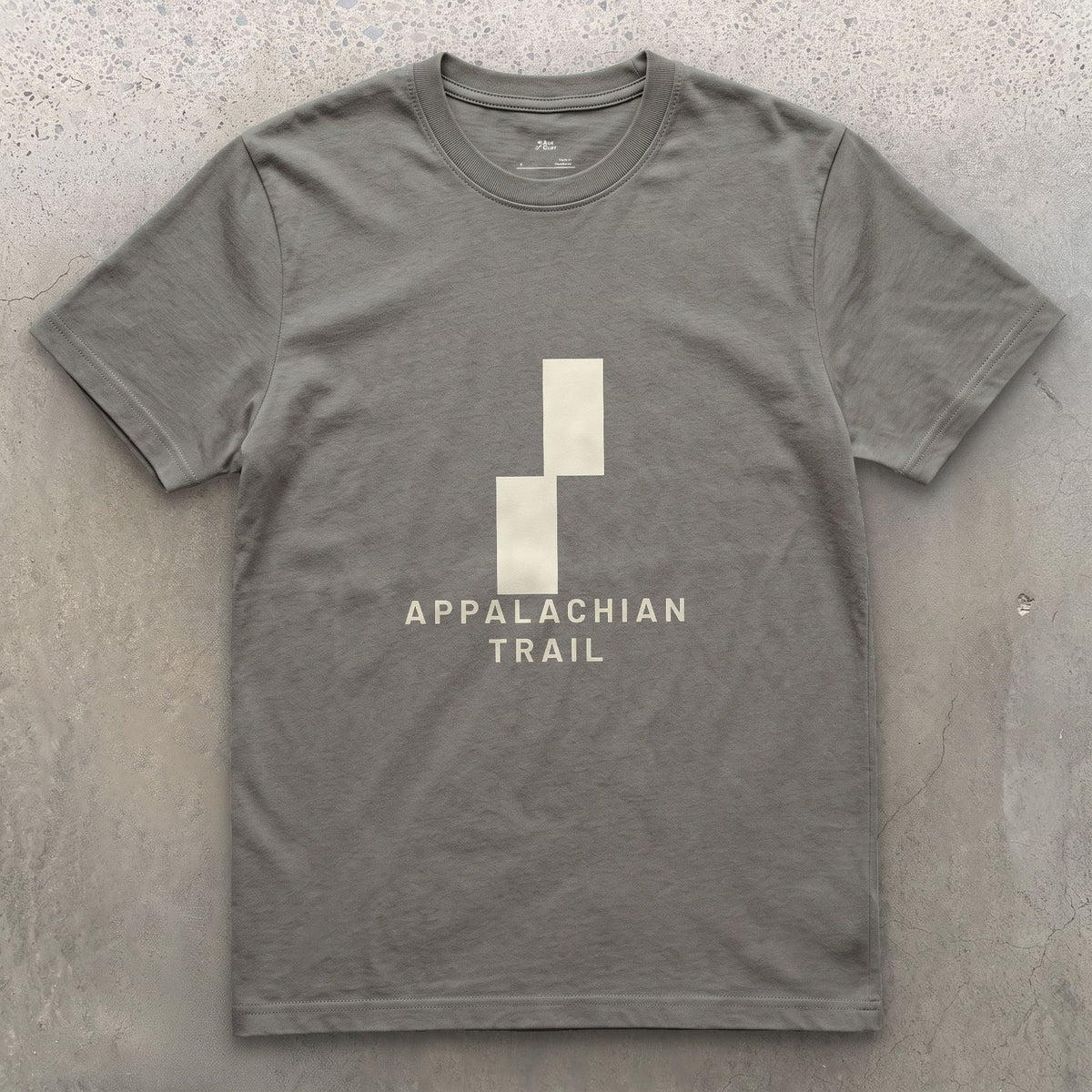Appalachian Trail Double Blaze design on a Charcoal Gildan Softstyle t-shirt