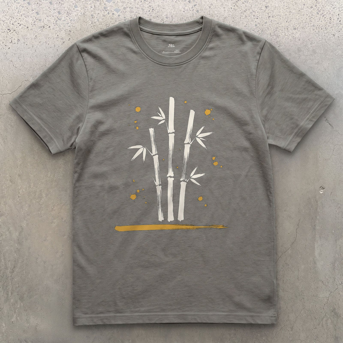Bamboo design on a Charcoal Gildan Softstyle t-shirt