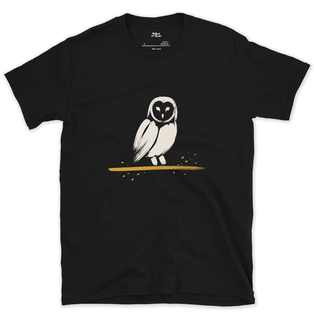 Barn Owl, Face Left Blank design on a Black Gildan Softstyle t-shirt