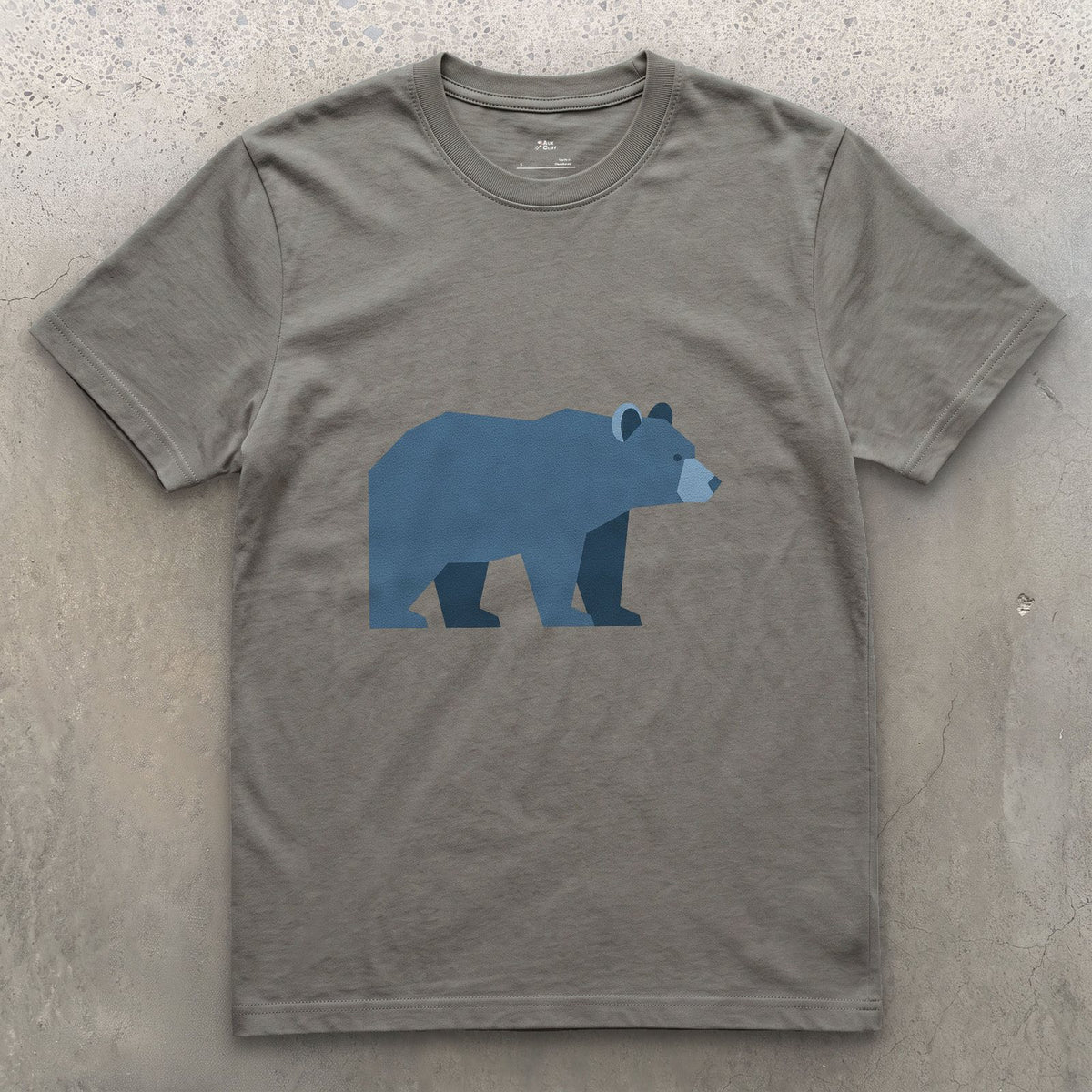 A Bear Built From Blue Facets design on a Charcoal Gildan Softstyle t-shirt