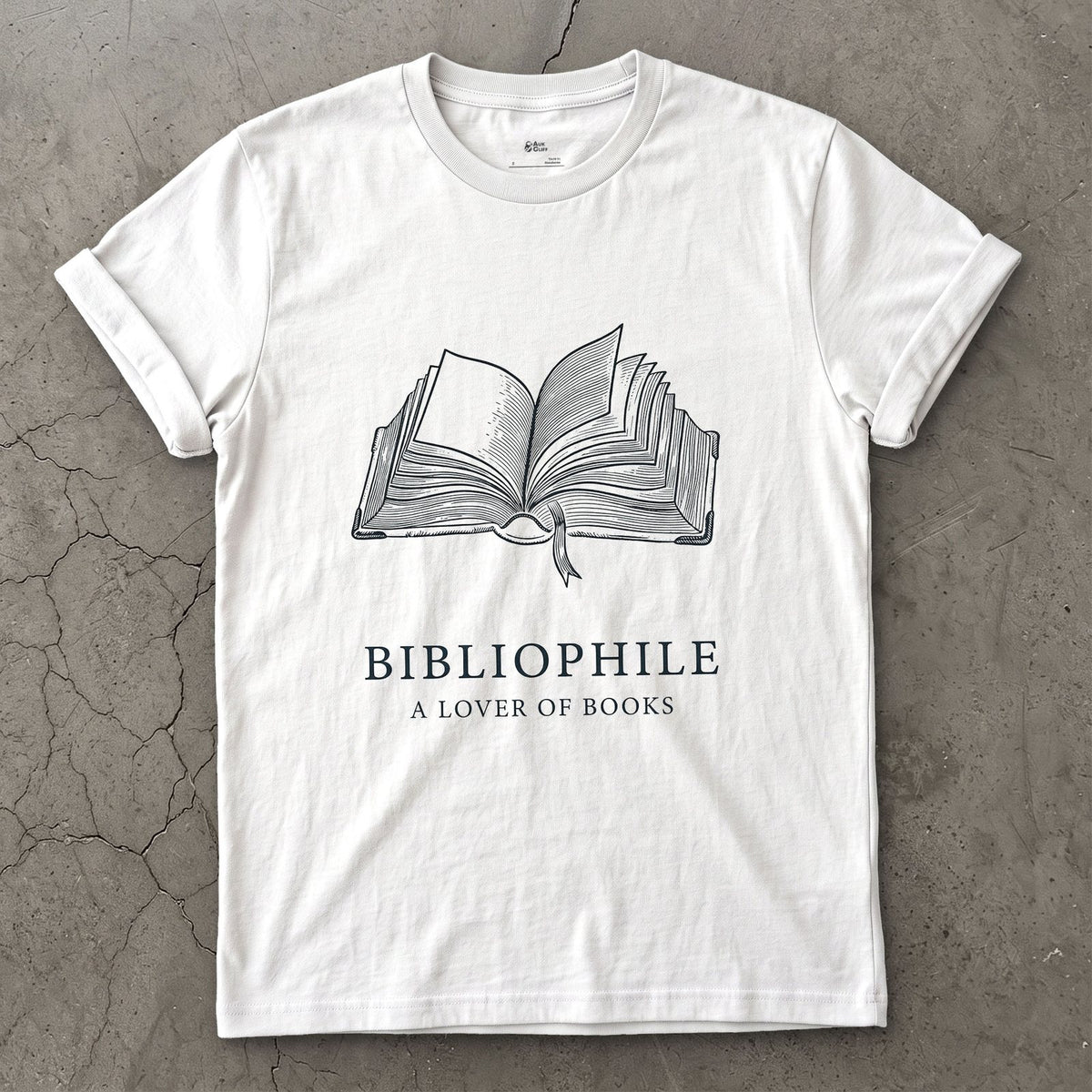 Bibliophile design on a White Gildan Softstyle t-shirt