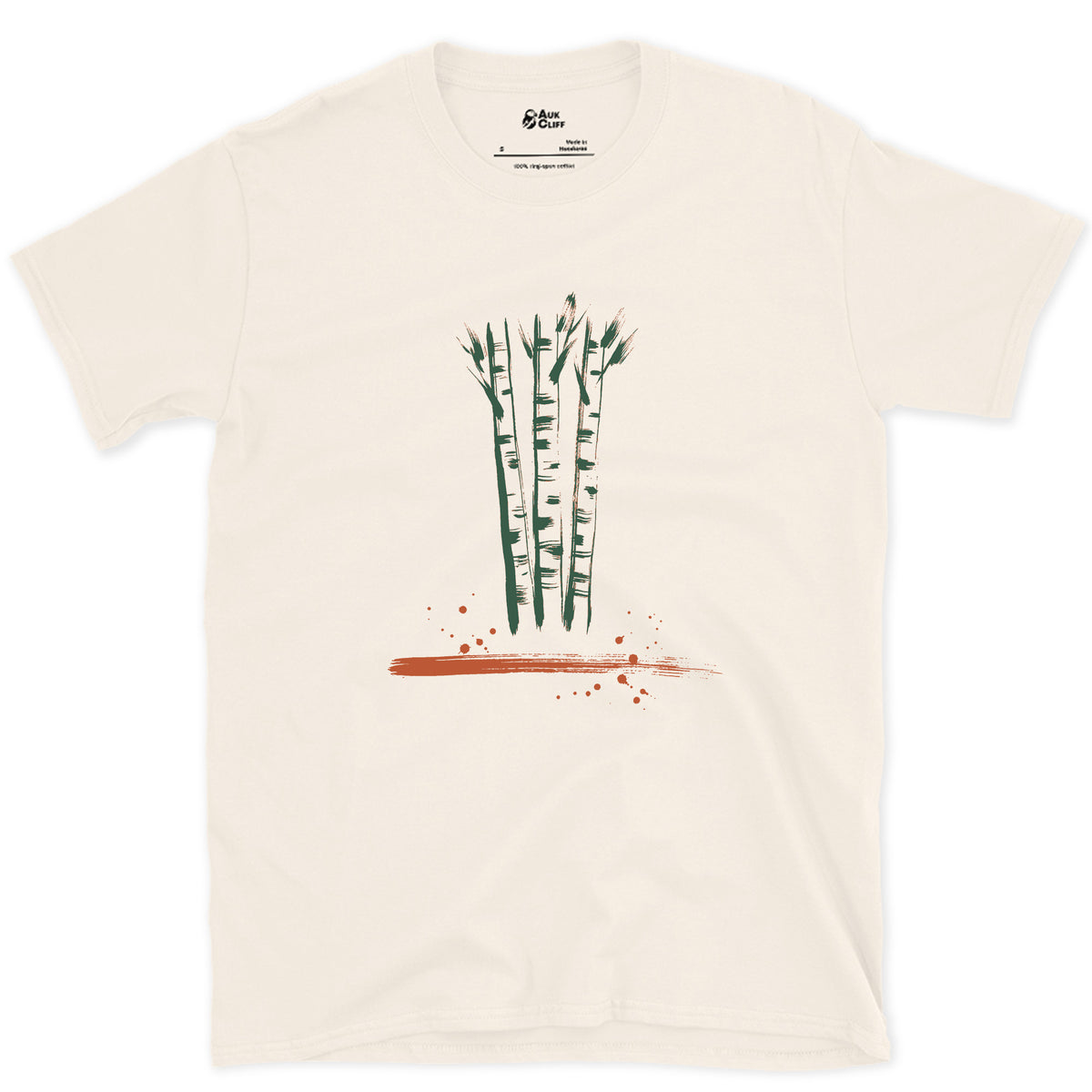 Birch, Straight and Bare design on a Natural Gildan Softstyle t-shirt
