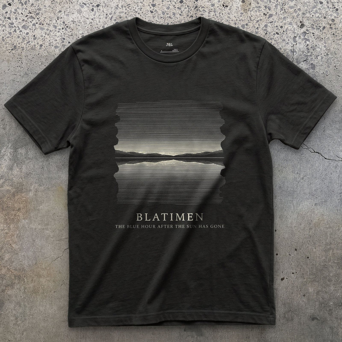 Blatimen, the Blue Hour After the Sun Has Gone design on a Black Gildan Softstyle t-shirt