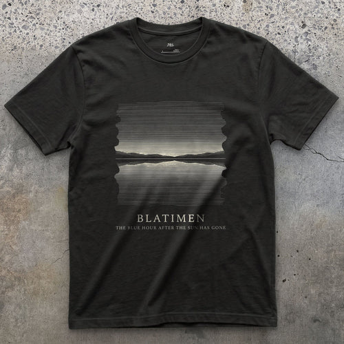 Blatimen, the Blue Hour After the Sun Has Gone design on a Black Gildan Softstyle t-shirt