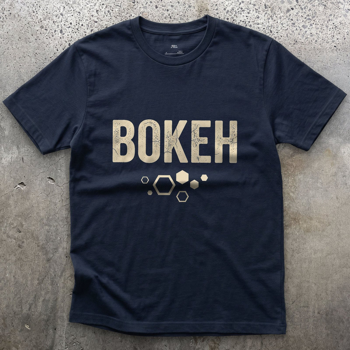 Bokeh, the Shape of Out of Focus Light design on a Navy Gildan Softstyle t-shirt