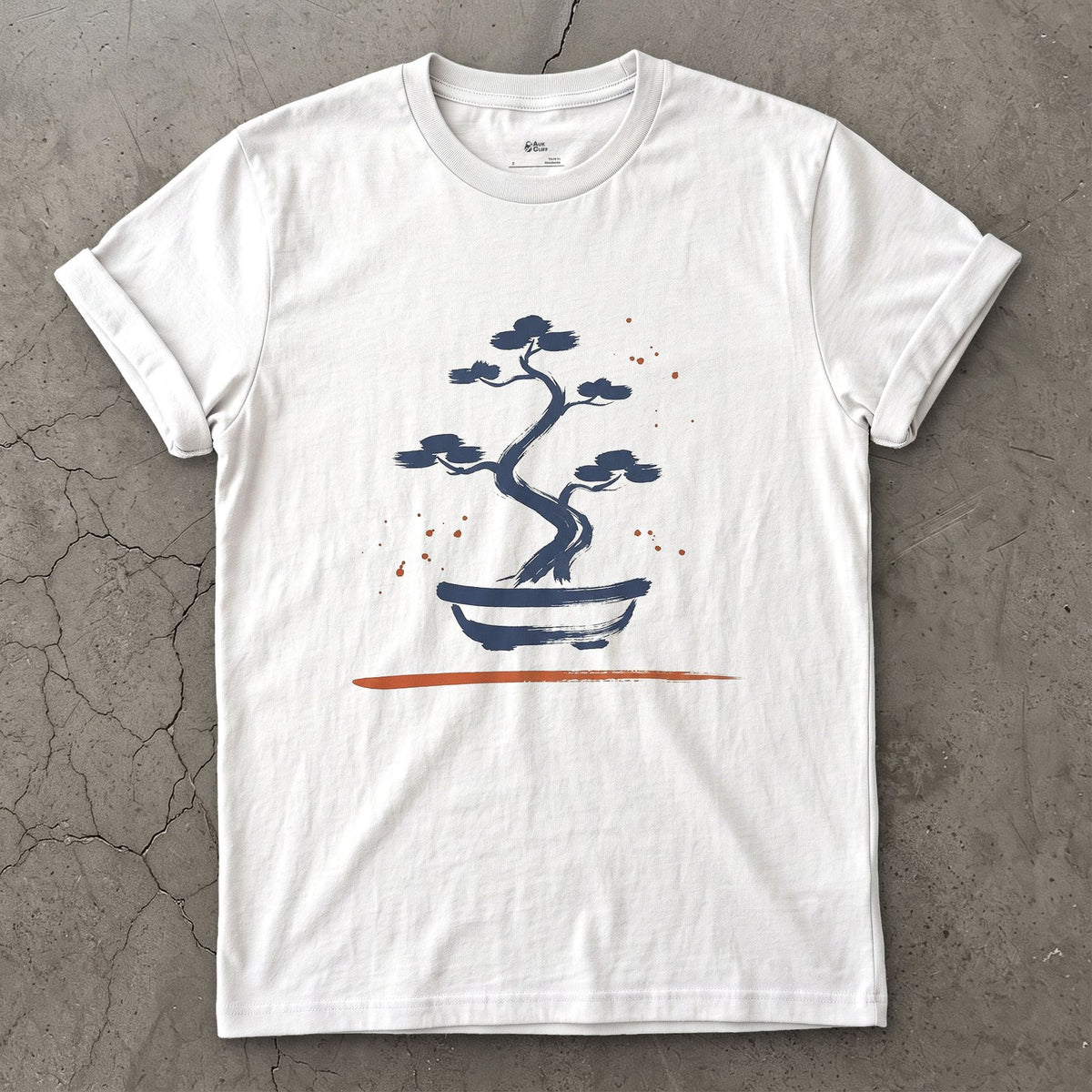 Bonsai Pine design on a White Gildan Softstyle t-shirt