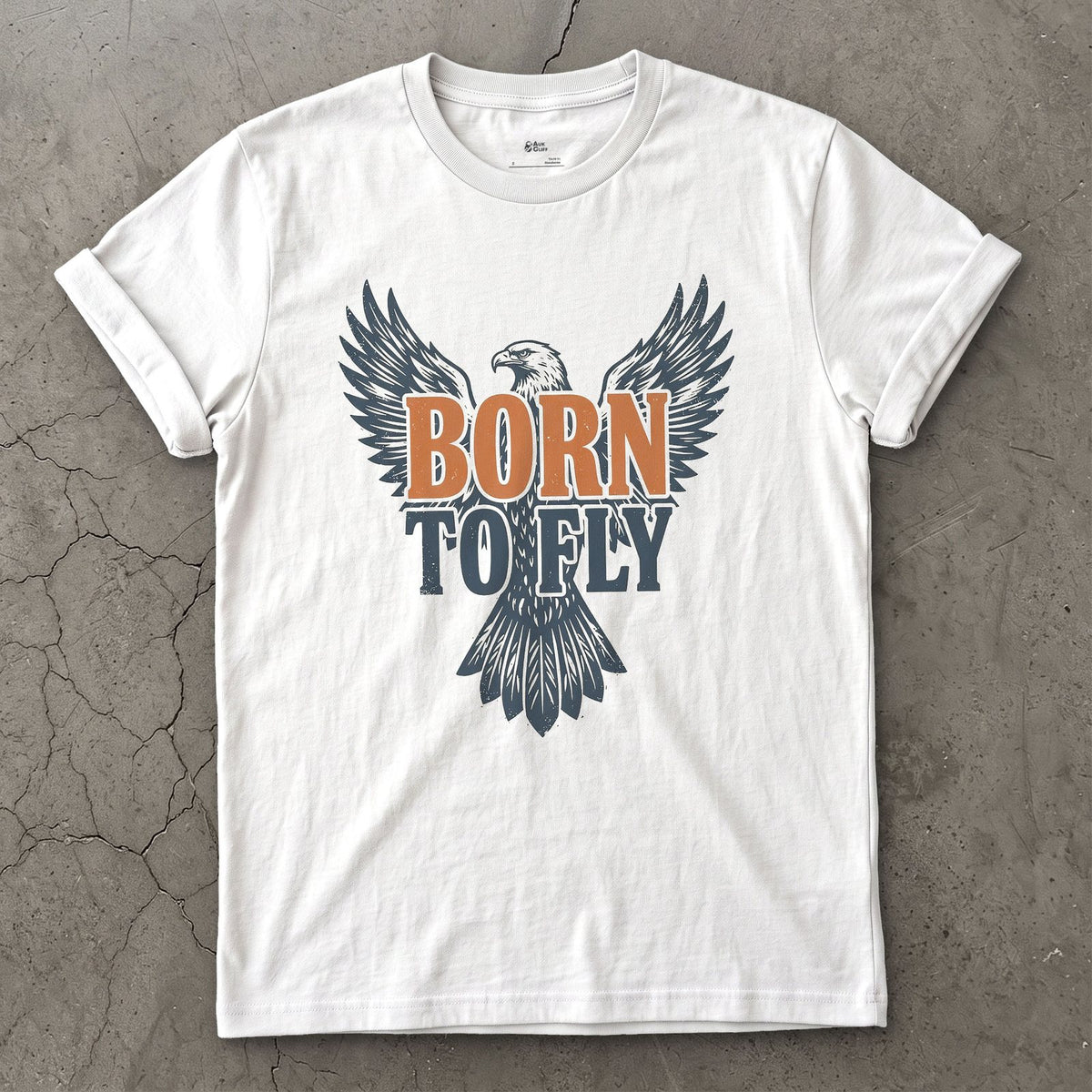 Born to Fly Eagle design on a White Gildan Softstyle t-shirt