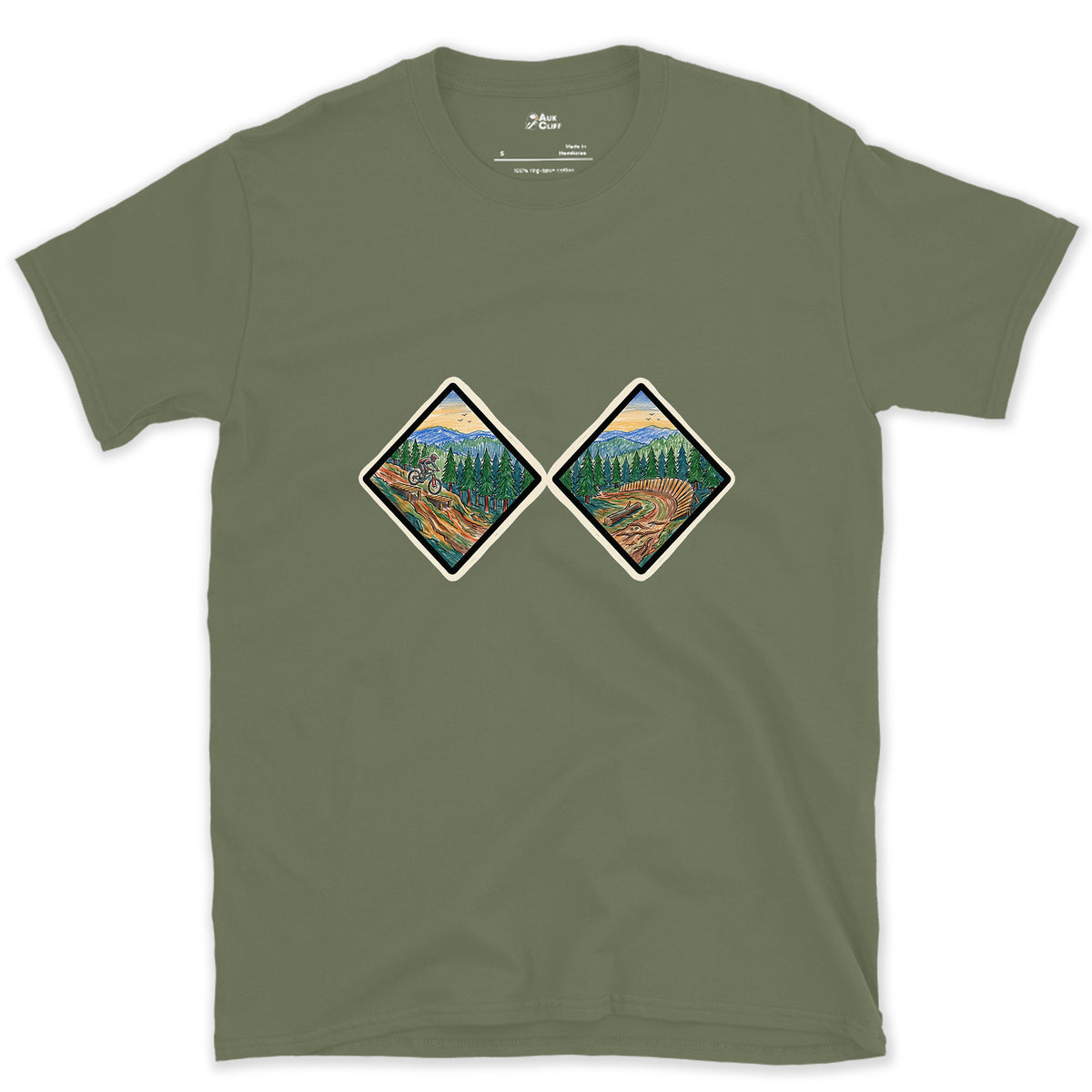Both Black Diamonds Earned design on a Military Green Gildan Softstyle t-shirt
