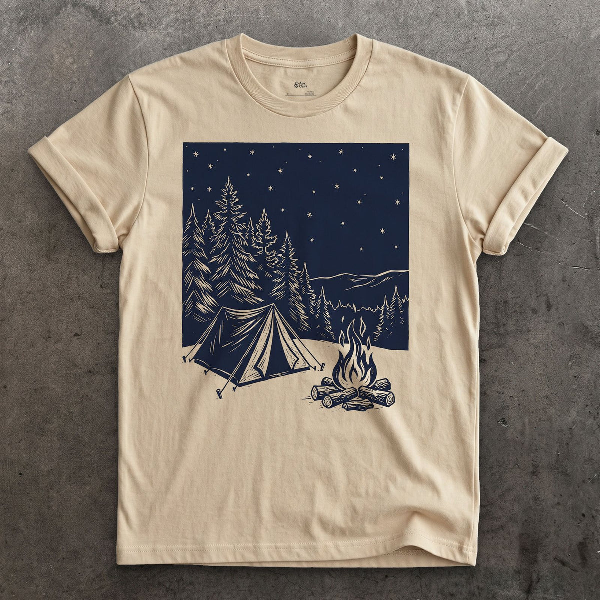 Nothing on the Agenda But the Fire, Light design on a Sand Gildan Softstyle t-shirt