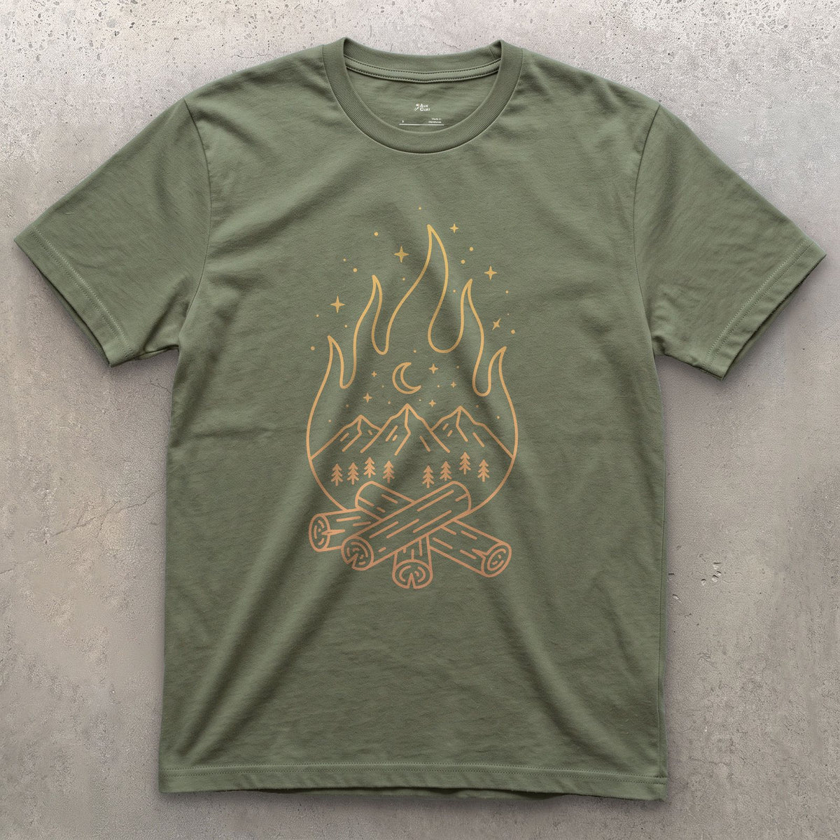 Every Ridge, One Small Fire design on a Military Green Gildan Softstyle t-shirt