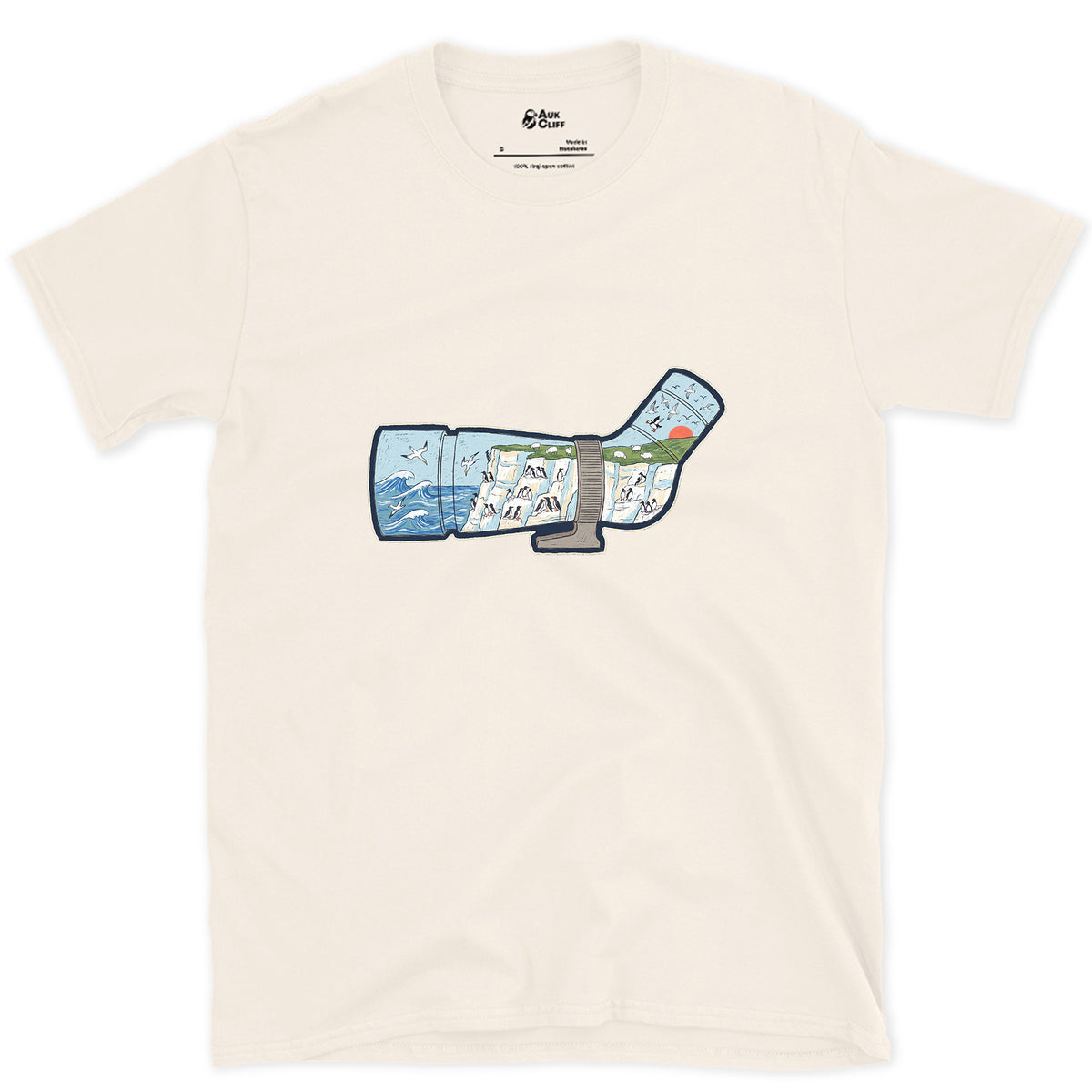 Chalk Cliffs Down the Scope design on a Natural Gildan Softstyle t-shirt