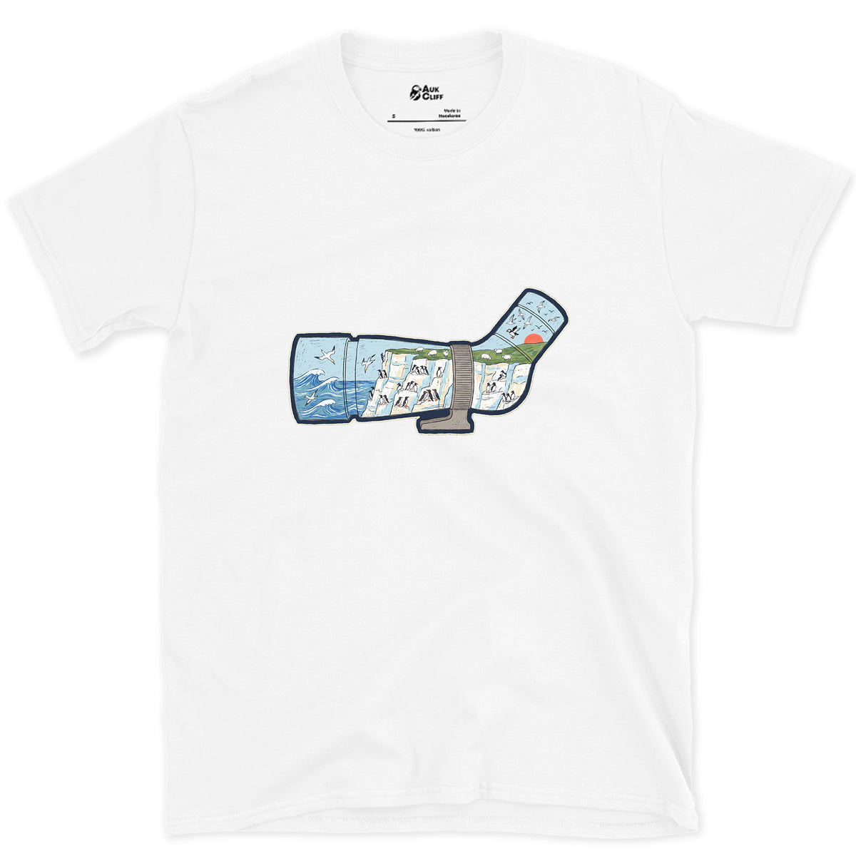 Chalk Cliffs Down the Scope design on a White Gildan Softstyle t-shirt