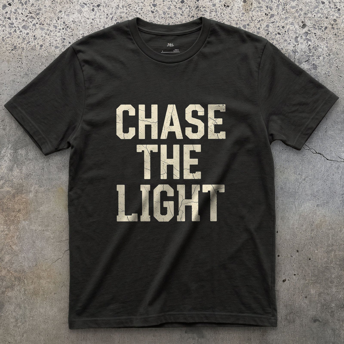 Chase the Light, Every Photographer Does design on a Black Gildan Softstyle t-shirt