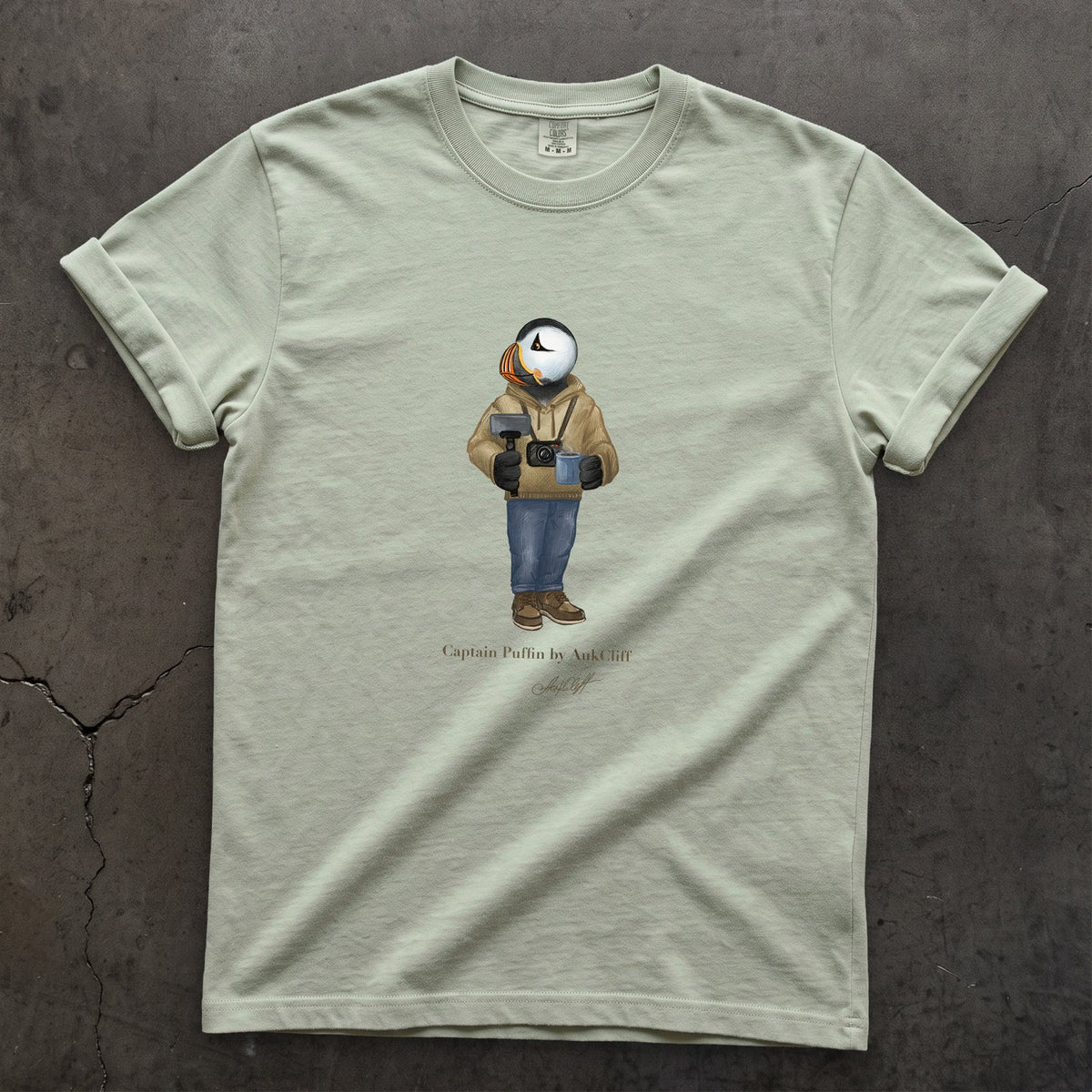 Captain Puffin Content Creator on a Bay Comfort Colors t-shirt