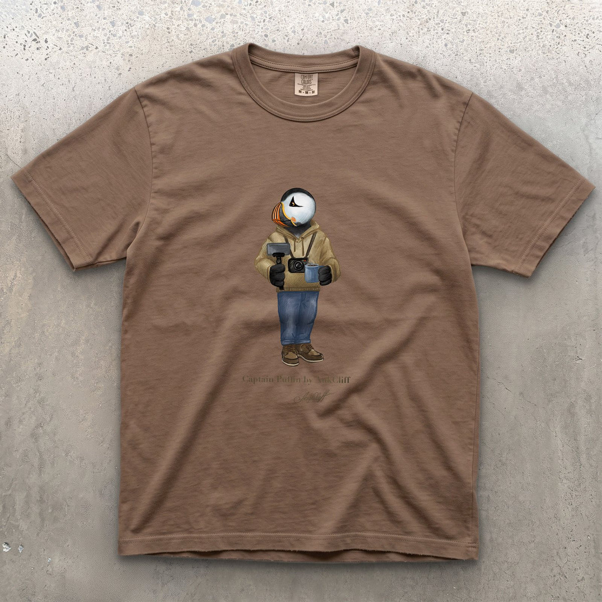 Captain Puffin Content Creator on a Espresso Comfort Colors t-shirt