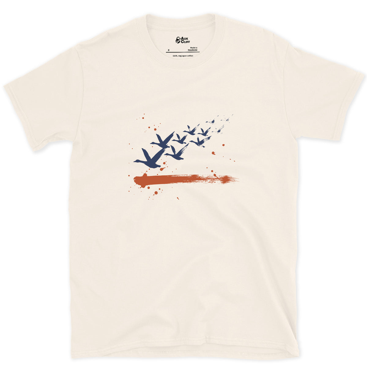 Count Them, Nine Geese design on a Natural Gildan Softstyle t-shirt