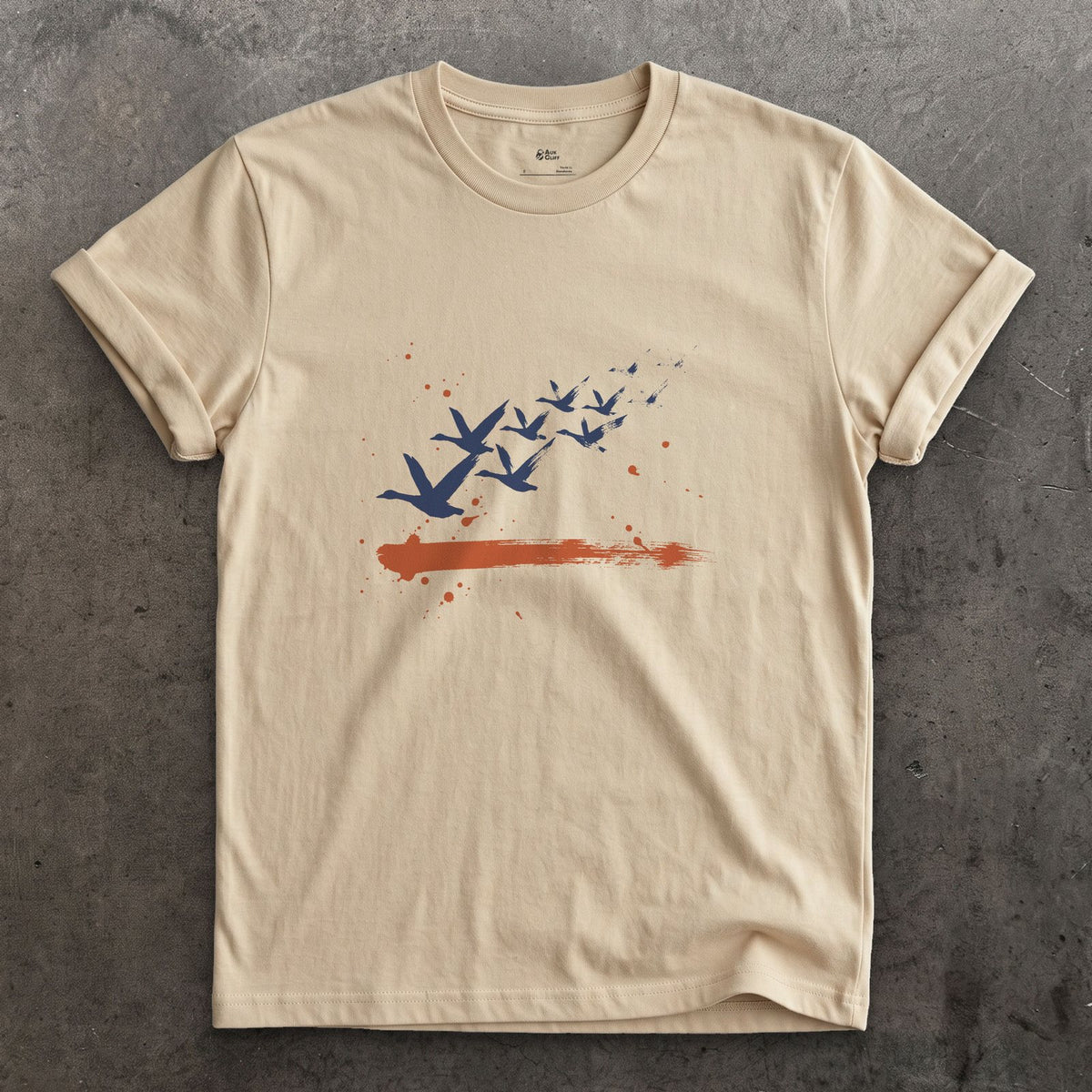 Count Them, Nine Geese design on a Sand Gildan Softstyle t-shirt