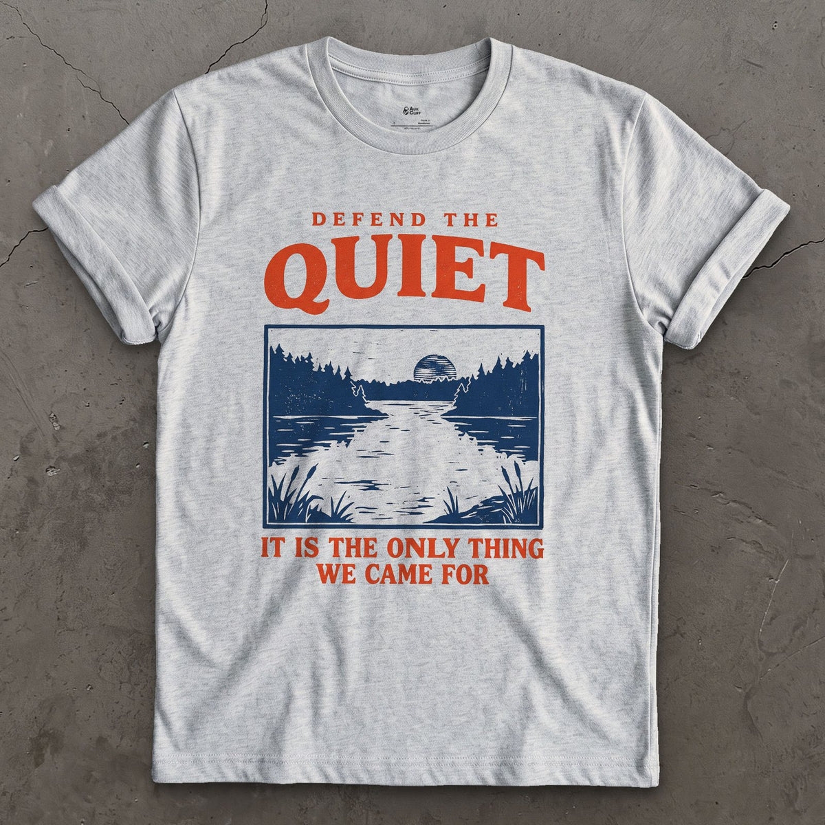 Defend the Quiet, the Only Thing We Came For design on a Sport Grey Gildan Softstyle t-shirt