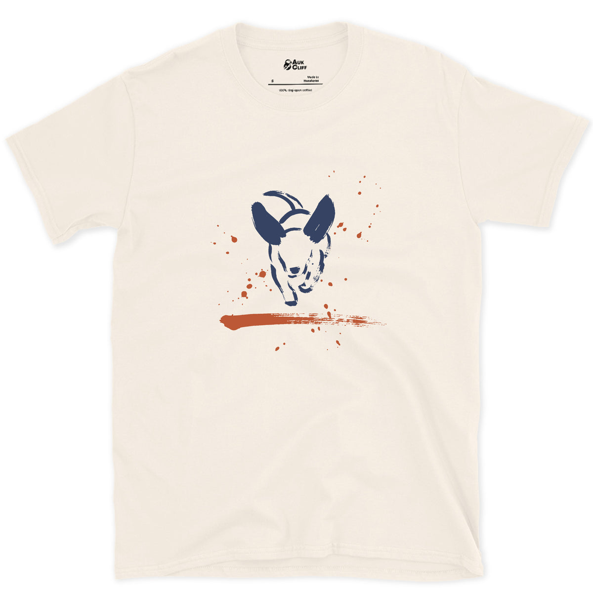 Ears First, Then the Dog design on a Natural Gildan Softstyle t-shirt