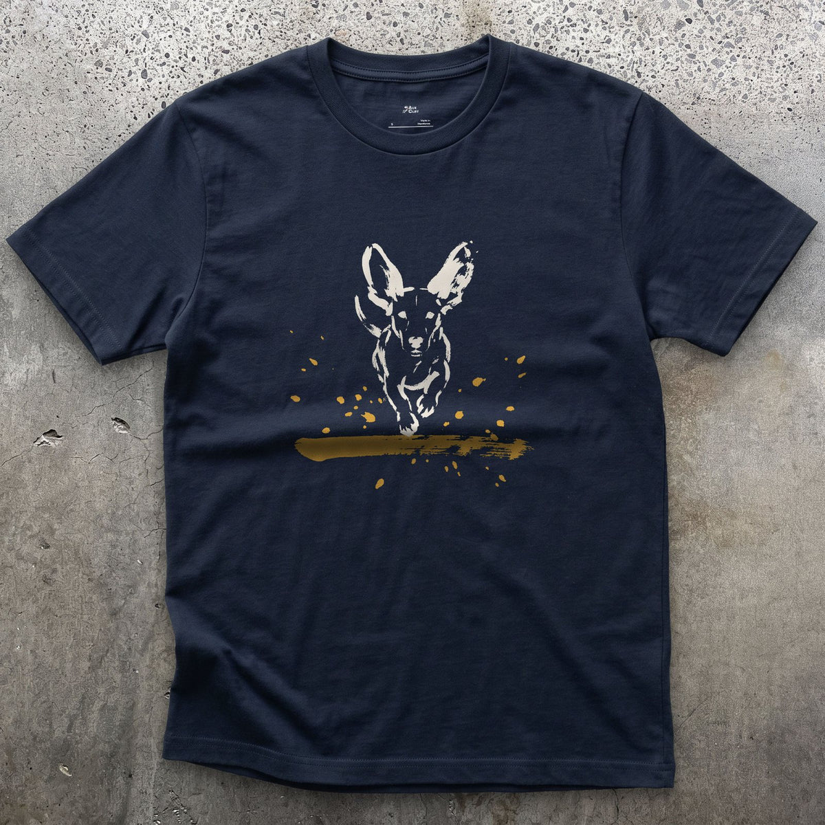 Ears First, Then the Dog design on a Navy Gildan Softstyle t-shirt