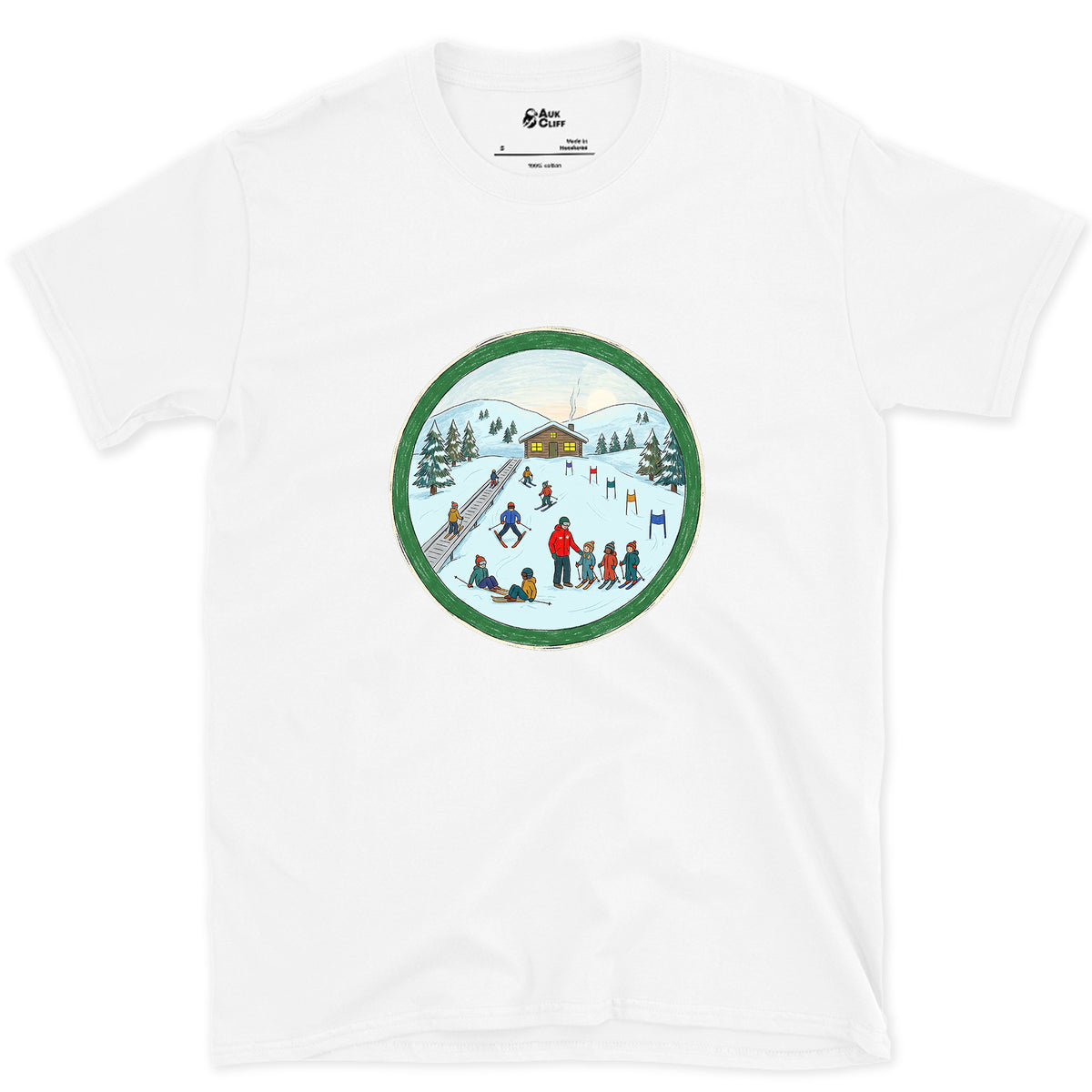 Every Skier Starts on the Green Circle design on a White Gildan Softstyle t-shirt