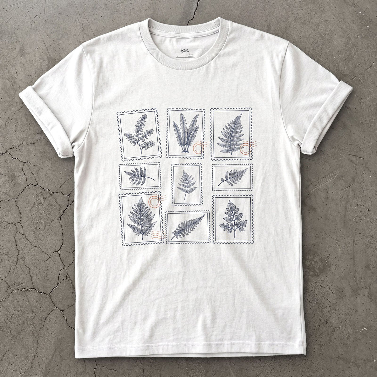 Eight Fern Fronds Told Apart by Shape design on a White Gildan Softstyle t-shirt