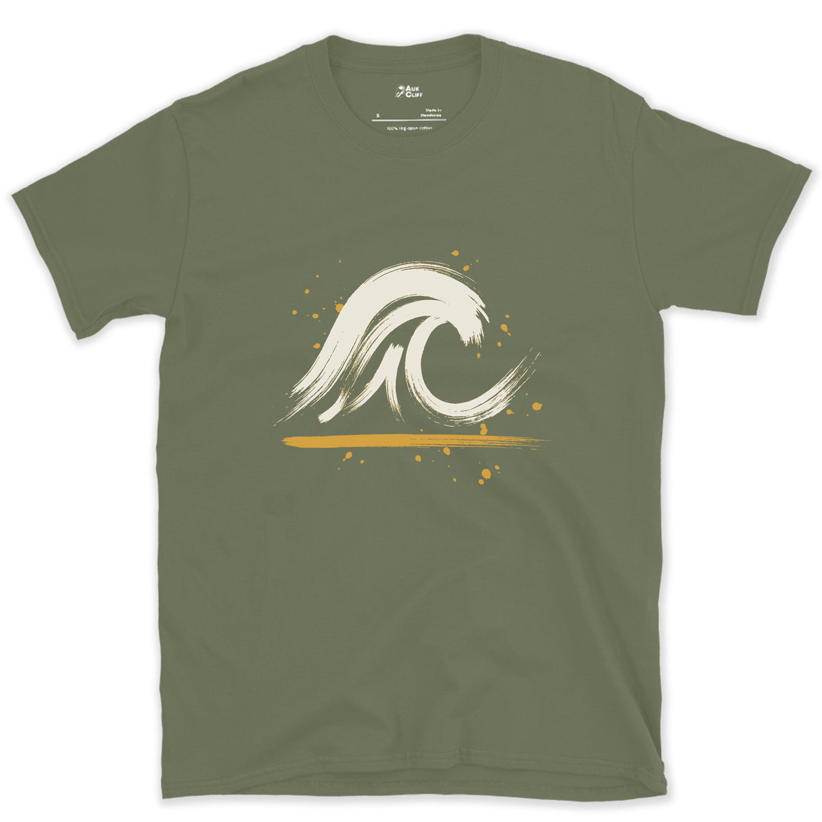Folding Straight Onto Sand design on a Military Green Gildan Softstyle t-shirt