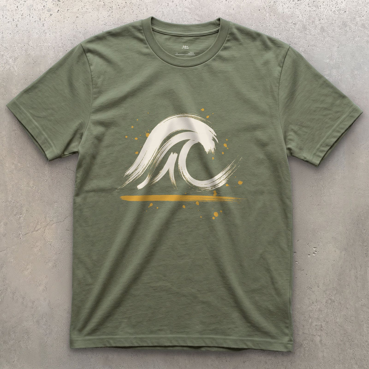 Folding Straight Onto Sand design on a Military Green Gildan Softstyle t-shirt