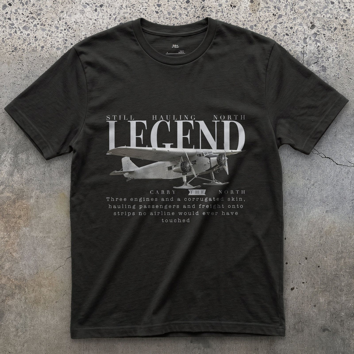 Ford Trimotor on Skis design on a Black Gildan Softstyle t-shirt