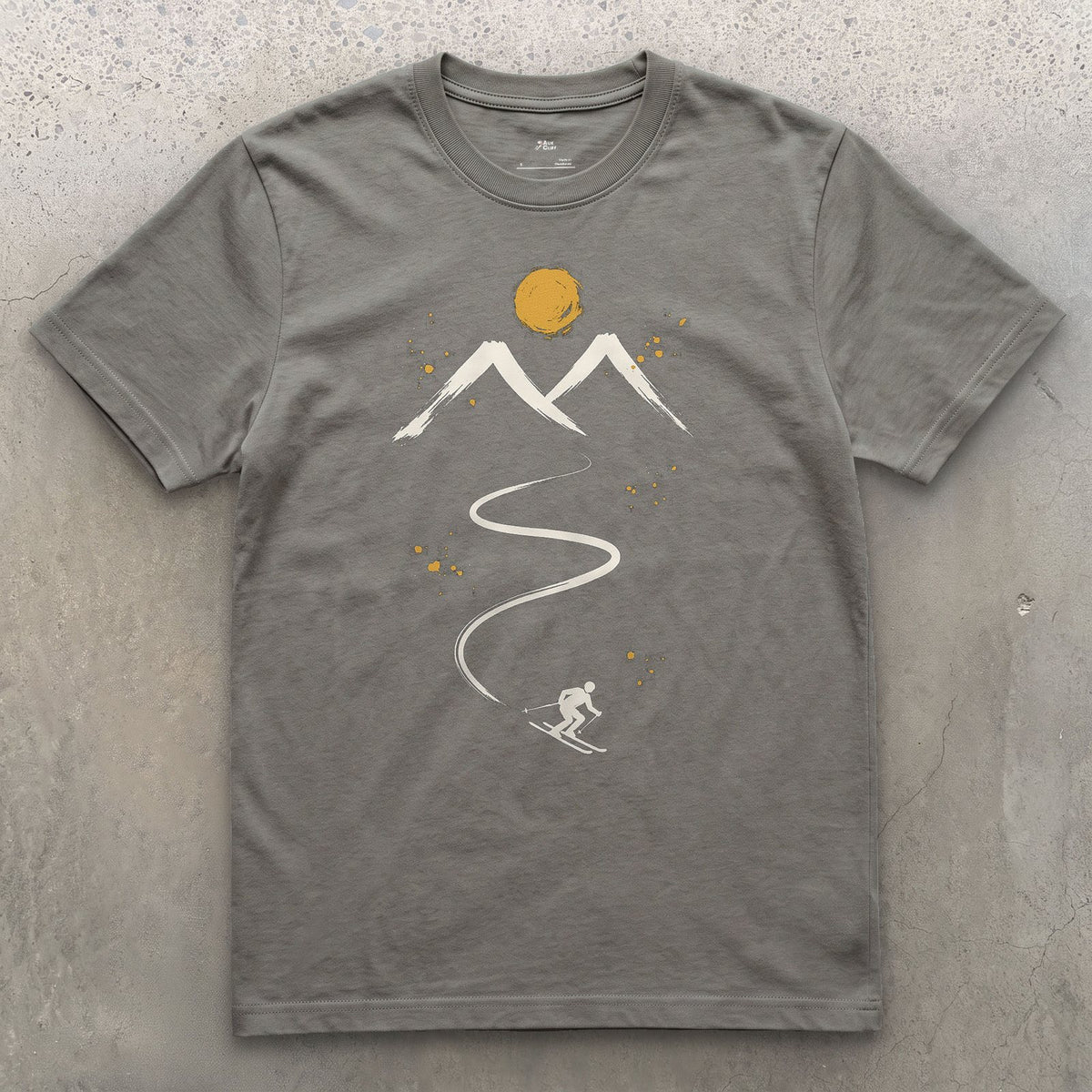 Fresh Tracks Ski design on a Charcoal Gildan Softstyle t-shirt
