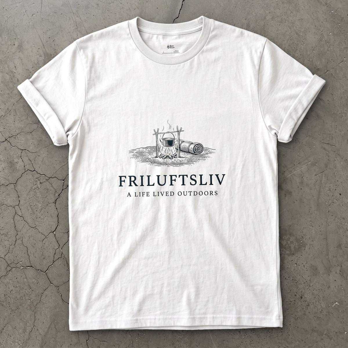 Friluftsliv, a Life Lived Outdoors design on a White Gildan Softstyle t-shirt