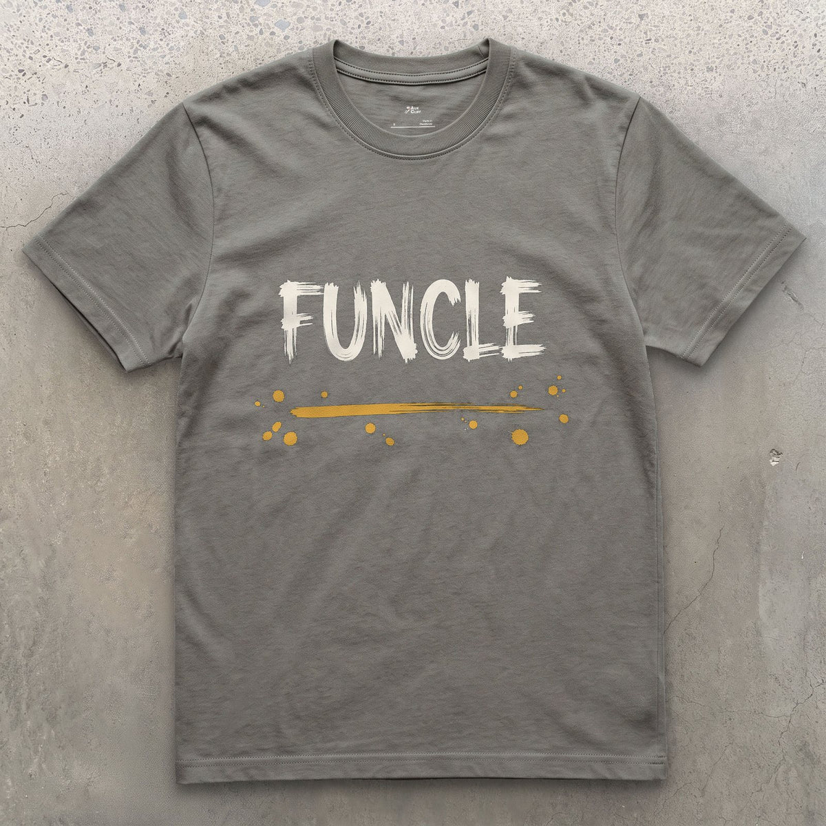 Funcle design on a Charcoal Gildan Softstyle t-shirt