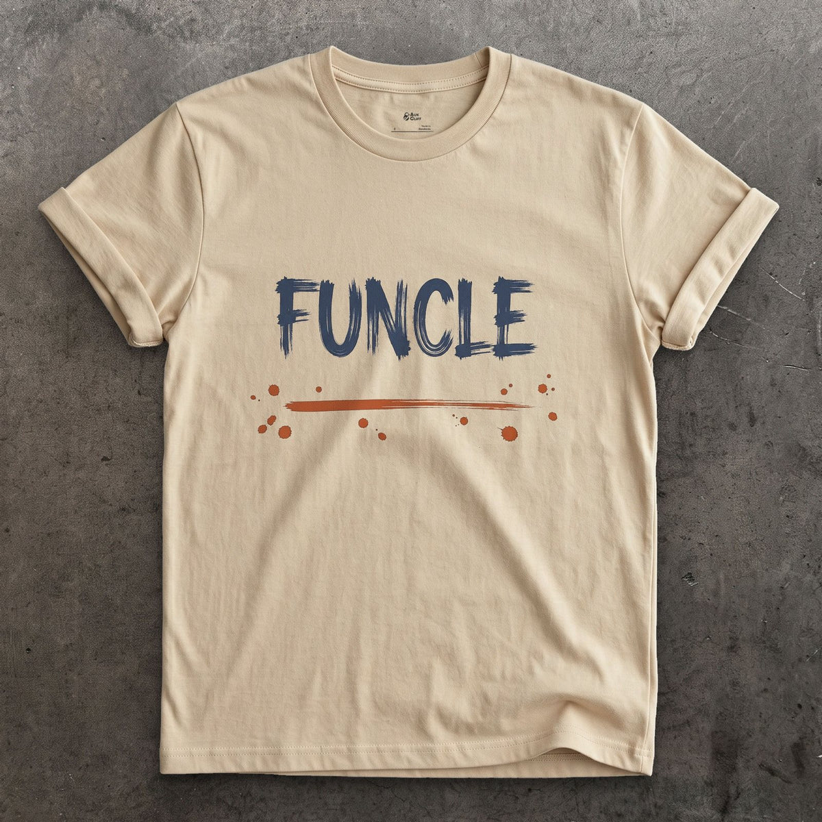 Funcle design on a Sand Gildan Softstyle t-shirt