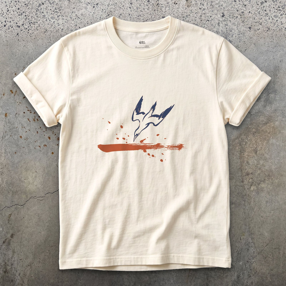 Gannet, Folded for the Dive design on a Natural Gildan Softstyle t-shirt