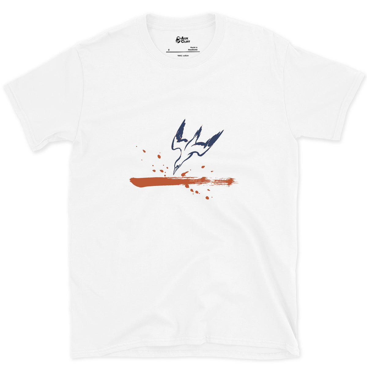 Gannet, Folded for the Dive design on a White Gildan Softstyle t-shirt