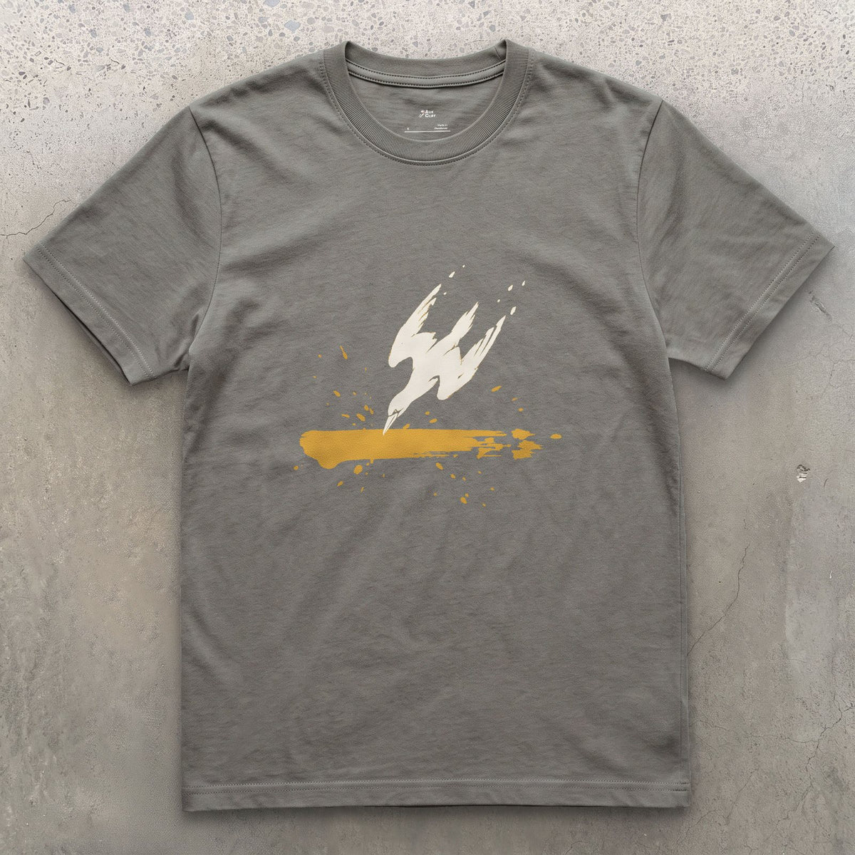 Gannet, Folded for the Dive design on a Charcoal Gildan Softstyle t-shirt