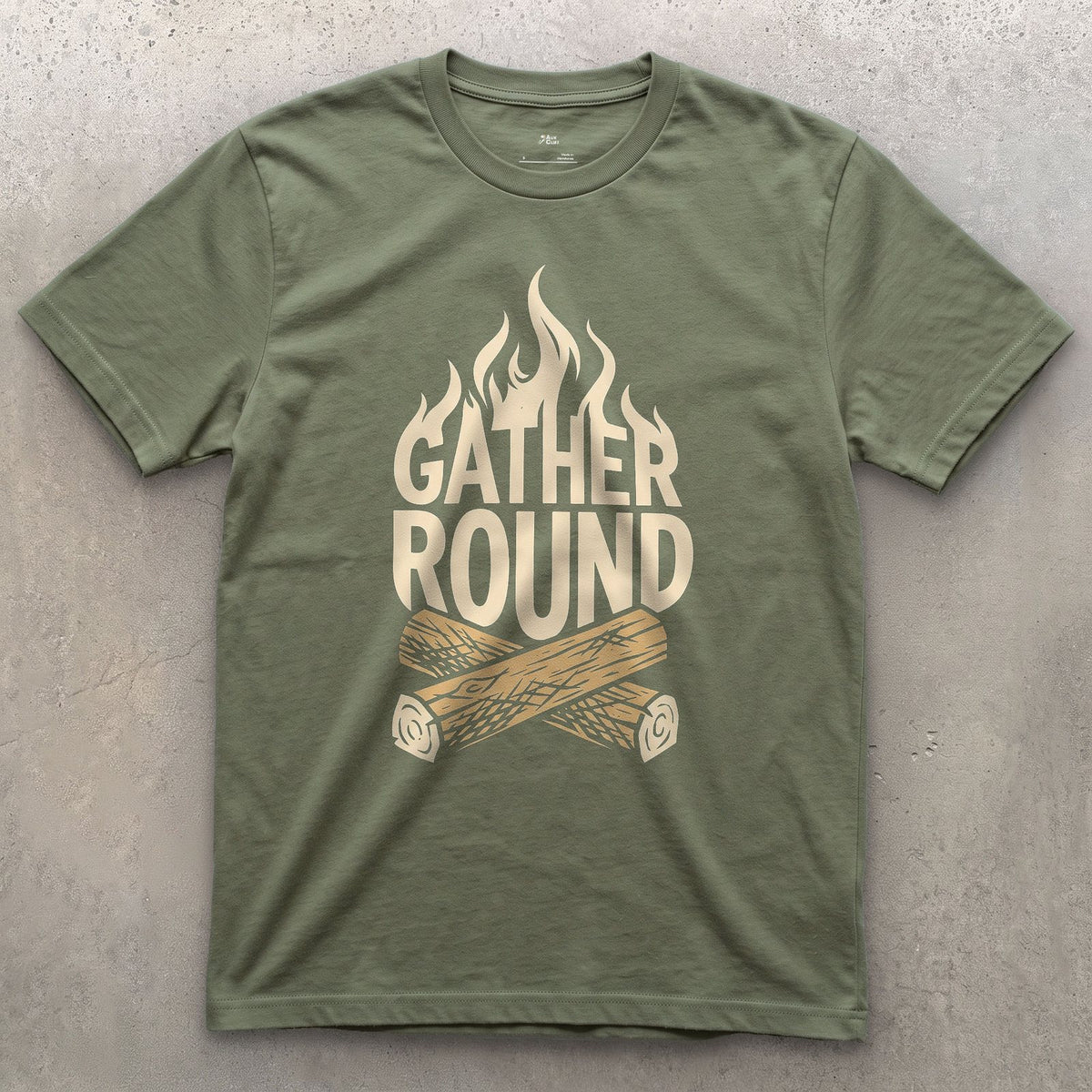 Everyone's Invited to This Fire design on a Military Green Gildan Softstyle t-shirt
