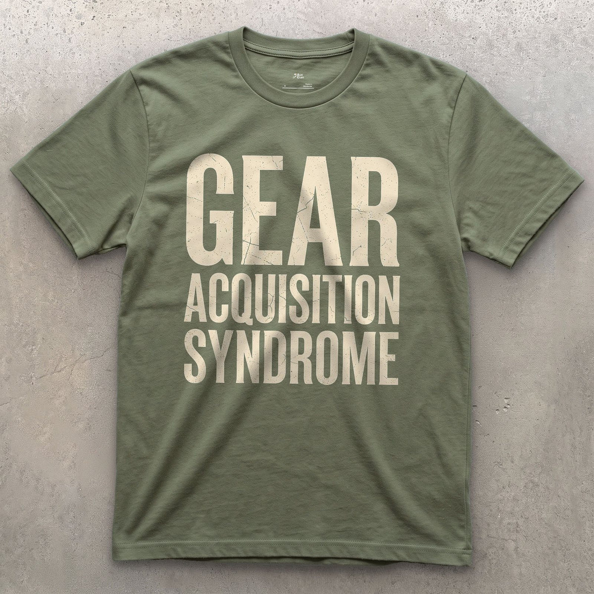 Photographer's Gear Acquisition Syndrome design on a Military Green Gildan Softstyle t-shirt