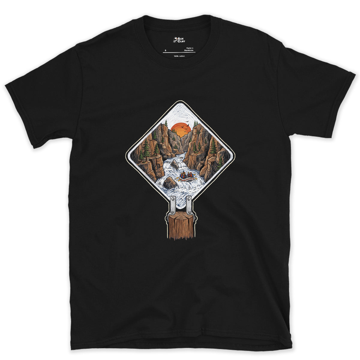 Whitewater Gorge, Rafting Grade Marker design on a Black Gildan Softstyle t-shirt