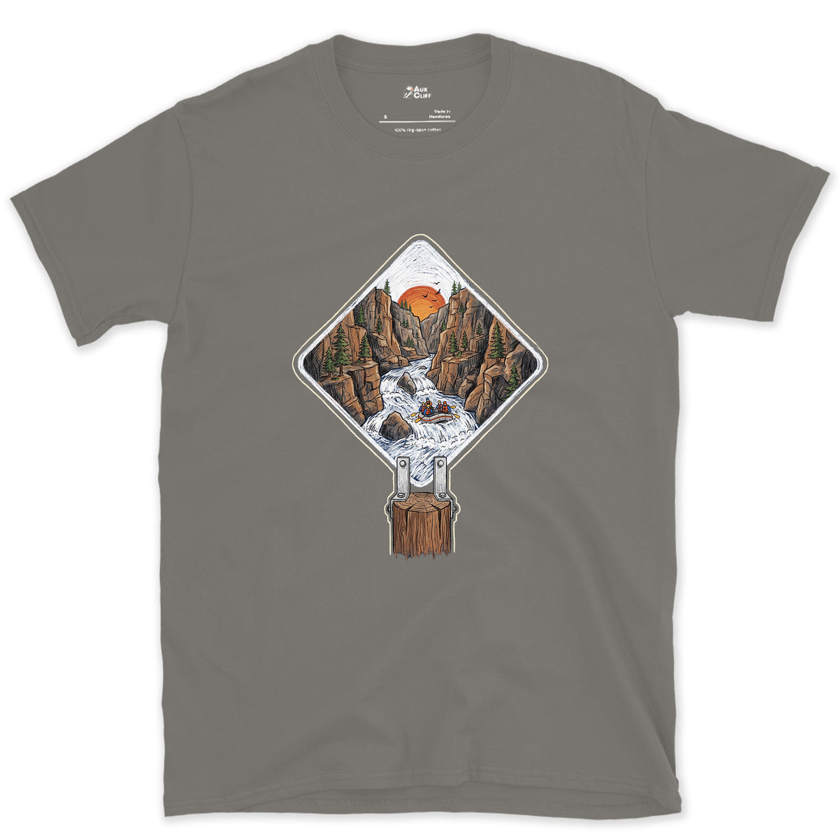 Whitewater Gorge, Rafting Grade Marker design on a Charcoal Gildan Softstyle t-shirt