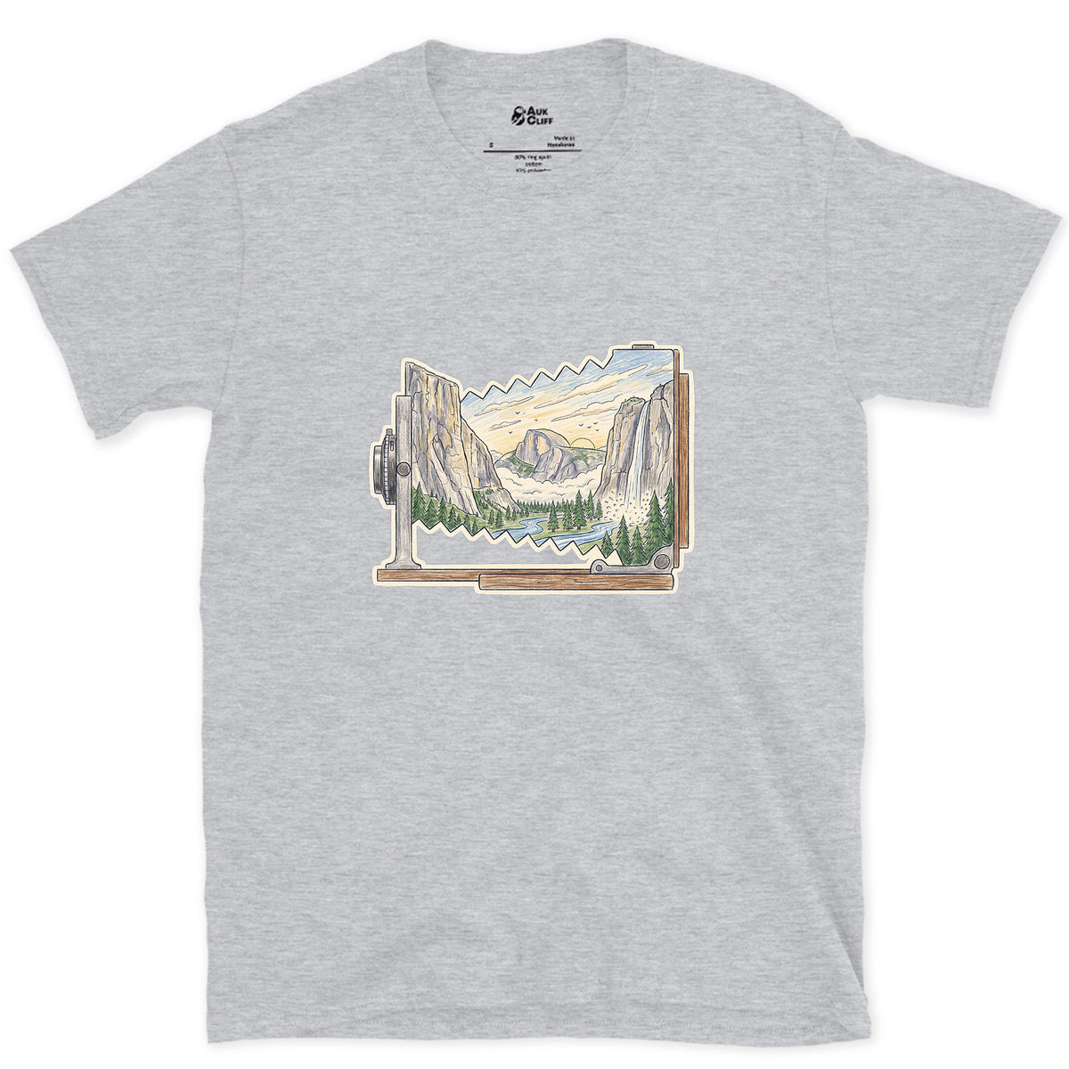 Granite Valley on the Ground Glass design on a Sport Grey Gildan Softstyle t-shirt