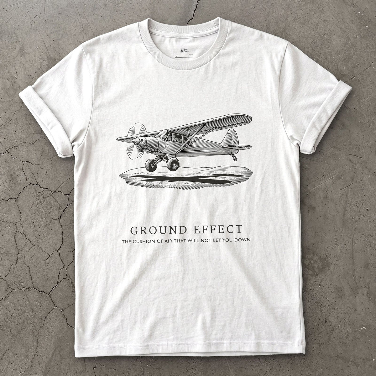 Ground Effect, the Cushion of Air design on a White Gildan Softstyle t-shirt