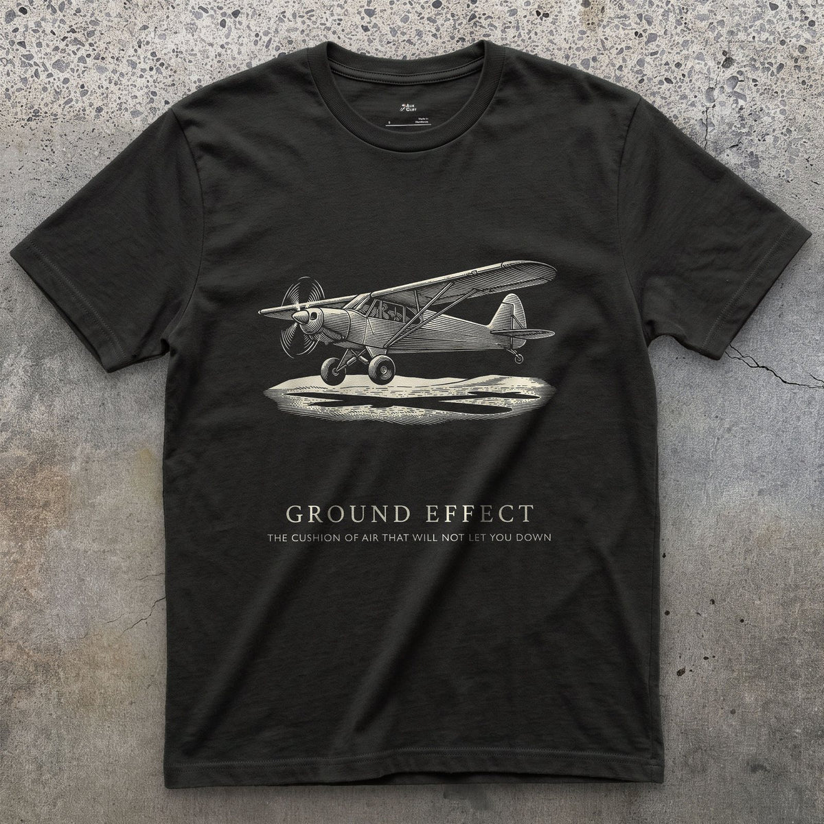 Ground Effect, the Cushion of Air design on a Black Gildan Softstyle t-shirt