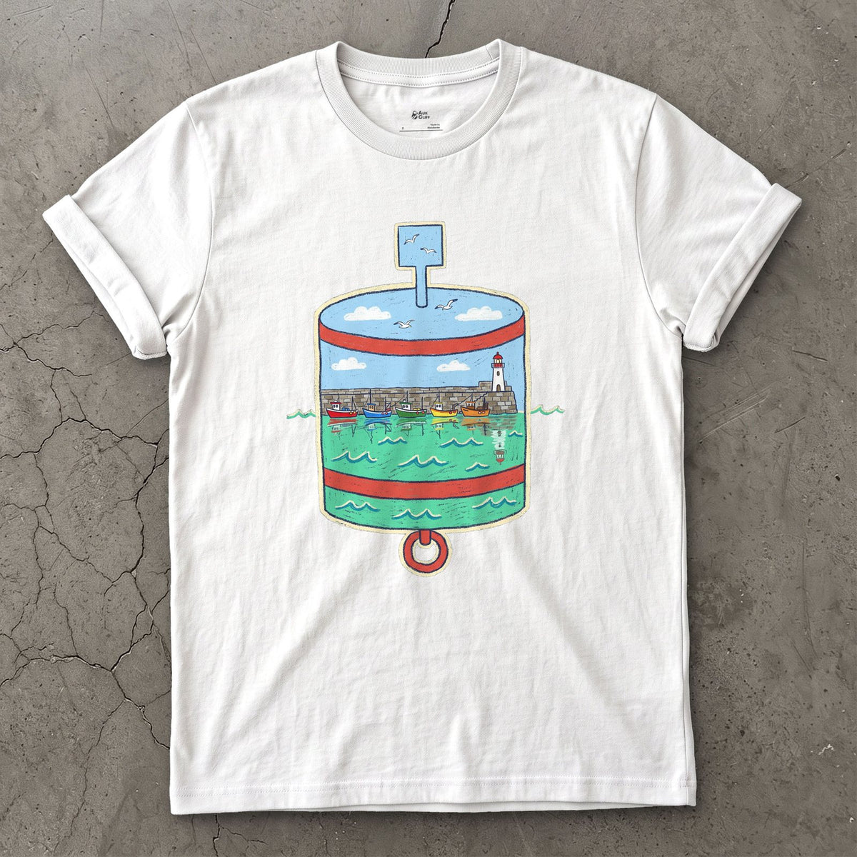 Harbour Mouth, Port Hand Buoy design on a White Gildan Softstyle t-shirt