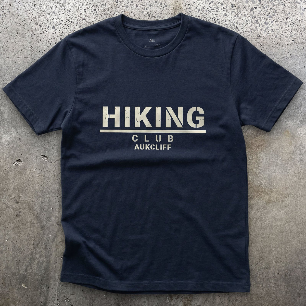 The Hiking Club, Nothing Else Added design on a Navy Gildan Softstyle t-shirt