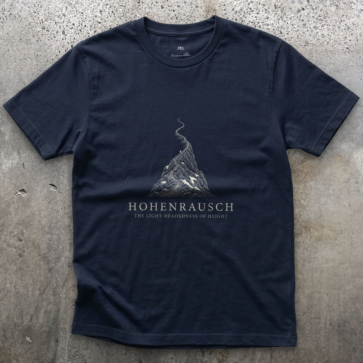 Hohenrausch, the Light-headedness of Height design on a Navy Gildan Softstyle t-shirt