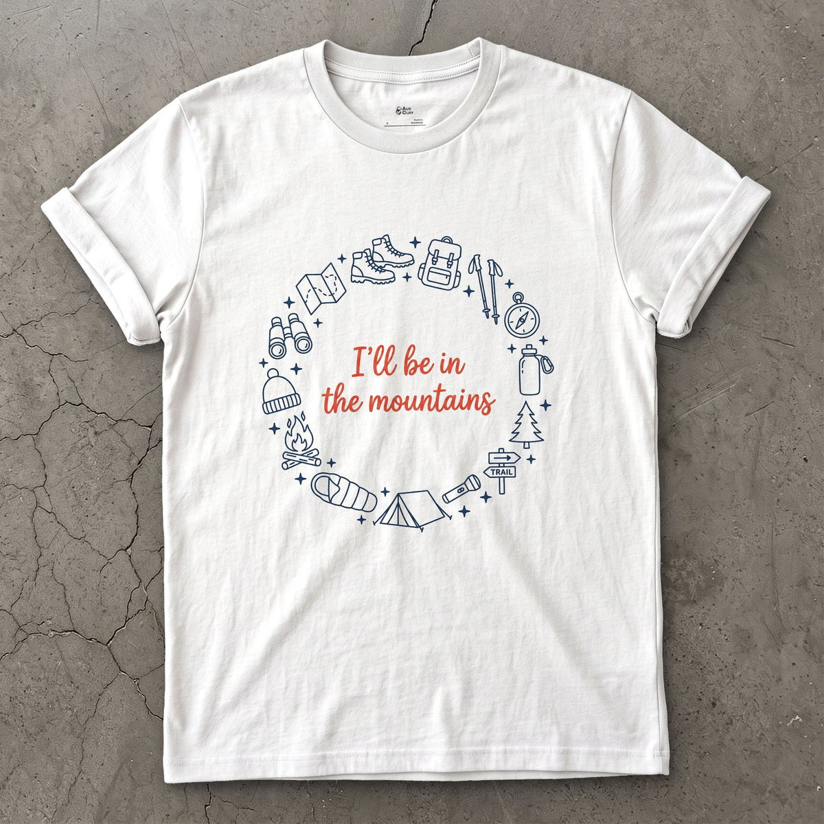 I'll Be in the Mountains design on a White Gildan Softstyle t-shirt
