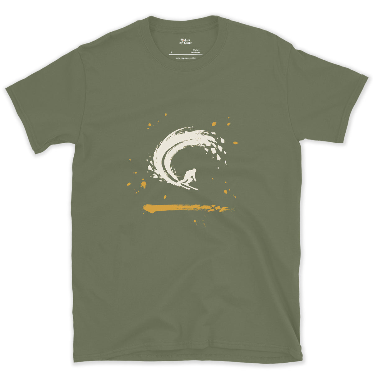 Inside the Turn design on a Military Green Gildan Softstyle t-shirt